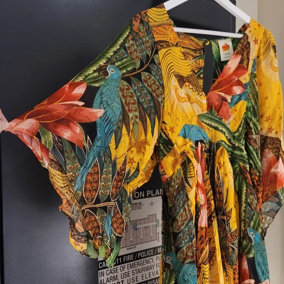 NWT Farm Rio Tropical Dreams Caftan Maxi Dress In Cheetah & Floral Print - Picture 9 of 16